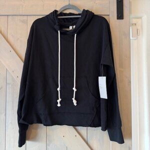 Z by Zella Black Pullover Hoodie White Drawstring Womens Sz S Oversized Fit NWT